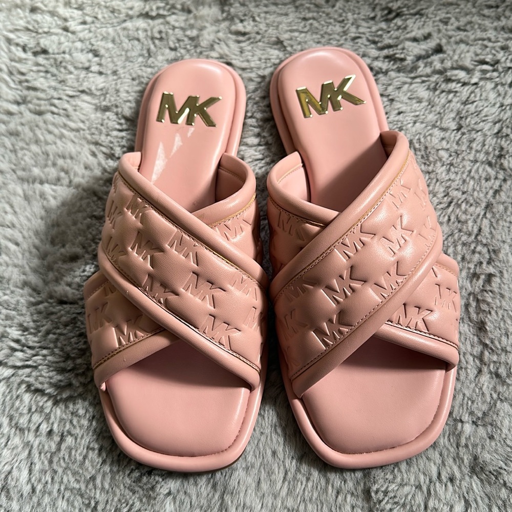 Michael Kors pink slides, only tried on in store, never worn